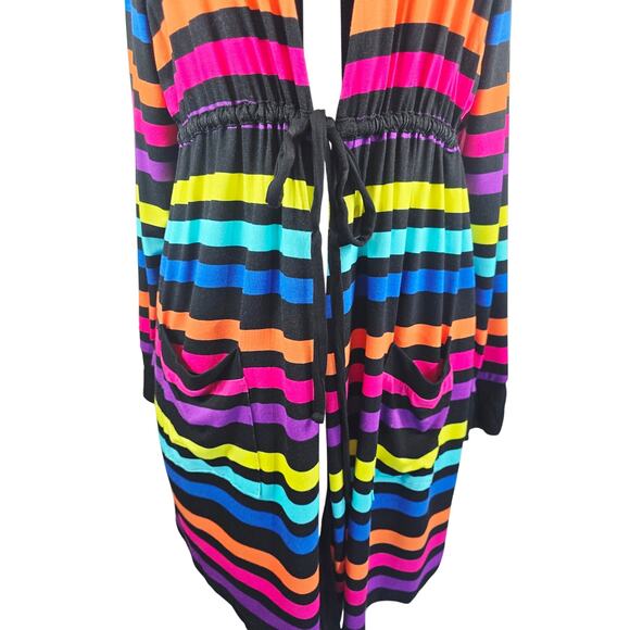 Torrid Super Soft Knit Hooded Long Line Stripped Open/ Tie Closure Cardigan 2/2X - Picture 2 of 5